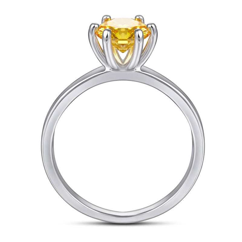 S925 Sterling Silver Solitaire Ring – Korean-Style 6-Prong CZ Engagement Jewelry