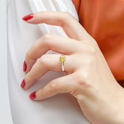 S925 Sterling Silver Solitaire Ring – Korean-Style 6-Prong CZ Engagement Jewelry
