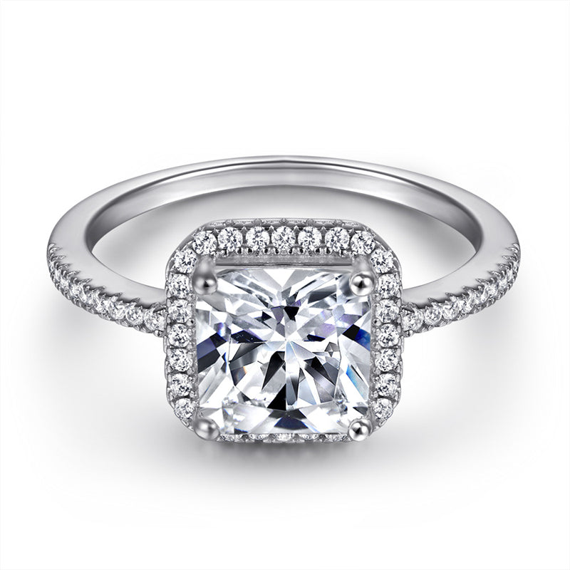 S925 Sterling Silver Square Prong-Set Full Eternity Ring – Bridal Jewelry
