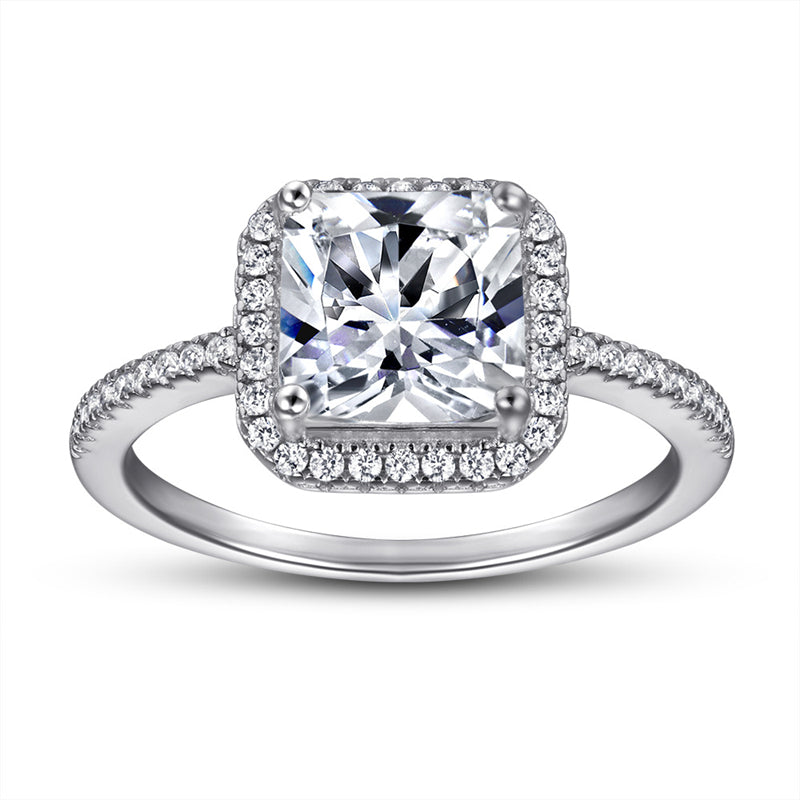 S925 Sterling Silver Square Prong-Set Full Eternity Ring – Bridal Jewelry
