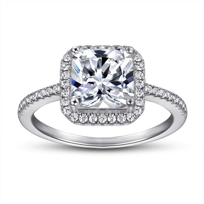 S925 Sterling Silver Square Prong-Set Full Eternity Ring – Bridal Jewelry