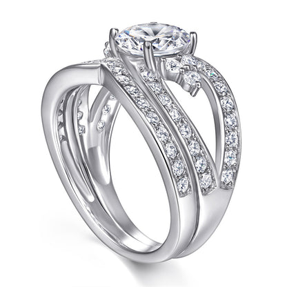 S925 Sterling Silver Stackable Couple's Ring Set - Modern Geometric Zirconia Jewelry