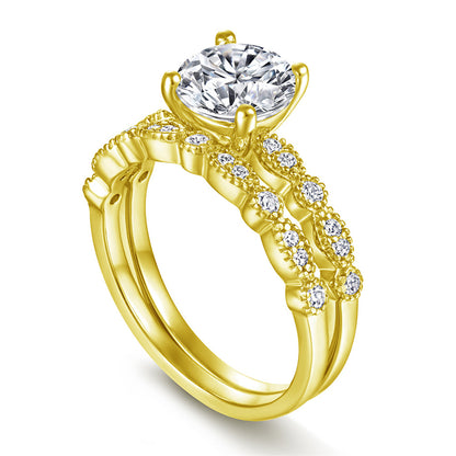 S925 Sterling Silver Stackable Wedding Ring Set - Elegant Bridal Jewelry with Diamond Accents