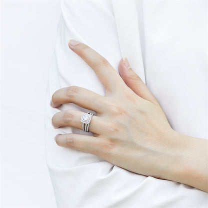 S925 Sterling Silver Stackable Wedding Ring Set - Modern Geometric Bridal Jewelry