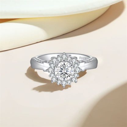 S925 Sterling Silver Sunflower Ring - Bold Floral Statement Jewelry