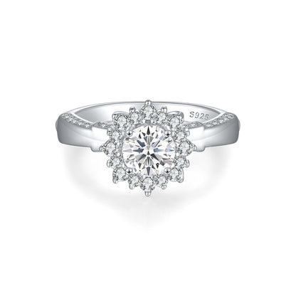 S925 Sterling Silver Sunflower Ring - Bold Floral Statement Jewelry