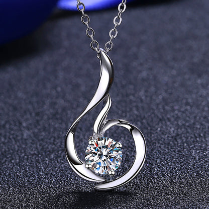 S925 Sterling Silver Swan Pendant Necklace - 0.8CT Moissanite Elegant Collarbone Chain