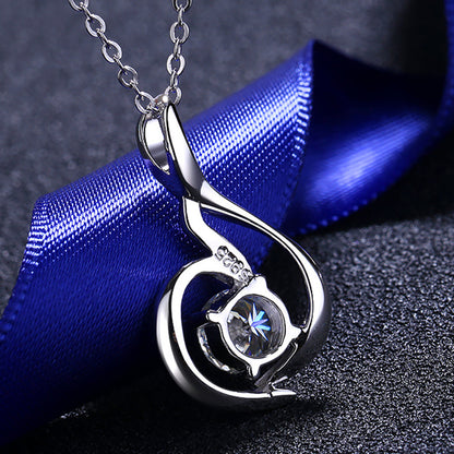 S925 Sterling Silver Swan Pendant Necklace - 0.8CT Moissanite Elegant Collarbone Chain