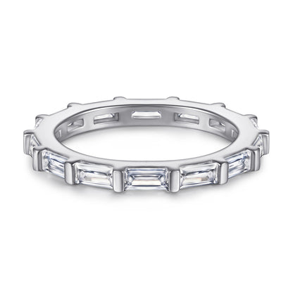 S925 Sterling Silver T-Square Eternity Band - Full Circle Pavé Zirconia Engagement Ring