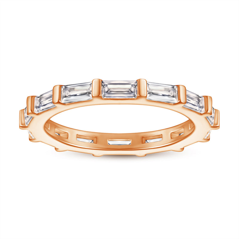 S925 Sterling Silver T-Square Eternity Band - Full Circle Pavé Zirconia Engagement Ring