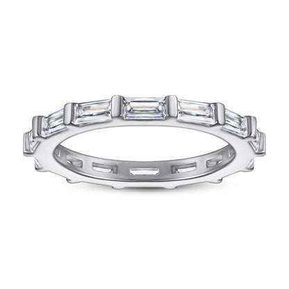S925 Sterling Silver T-Square Eternity Band - Full Circle Pavé Zirconia Engagement Ring