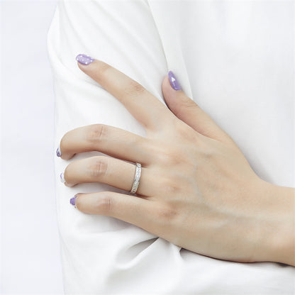 S925 Sterling Silver T-Square Full Eternity Band - Pavé Zirconia Wedding Ring