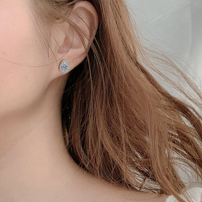 S925 Sterling Silver Teardrop Earrings with 0.5ct Moissanite - White Gold Plated Elegant Dangle Jewelry for Women