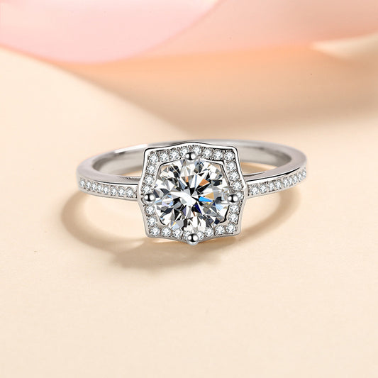 S925 Sterling Silver Teardrop Moissanite Ring - Vintage Cold Style Wedding Band with Cherry & Eggplant Motifs