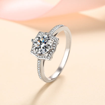 S925 Sterling Silver Teardrop Moissanite Ring - Vintage Cold Style Wedding Band with Cherry & Eggplant Motifs