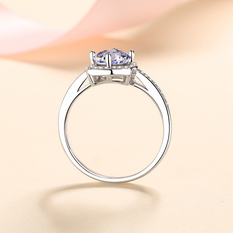 S925 Sterling Silver Teardrop Moissanite Ring - Vintage Cold Style Wedding Band with Cherry & Eggplant Motifs
