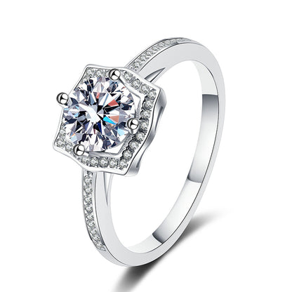 S925 Sterling Silver Teardrop Moissanite Ring - Vintage Cold Style Wedding Band with Cherry & Eggplant Motifs