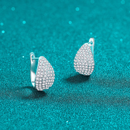 S925 Sterling Silver Teardrop Moissanite Stud Earrings - 1.31CT Floral & Botanical Design
