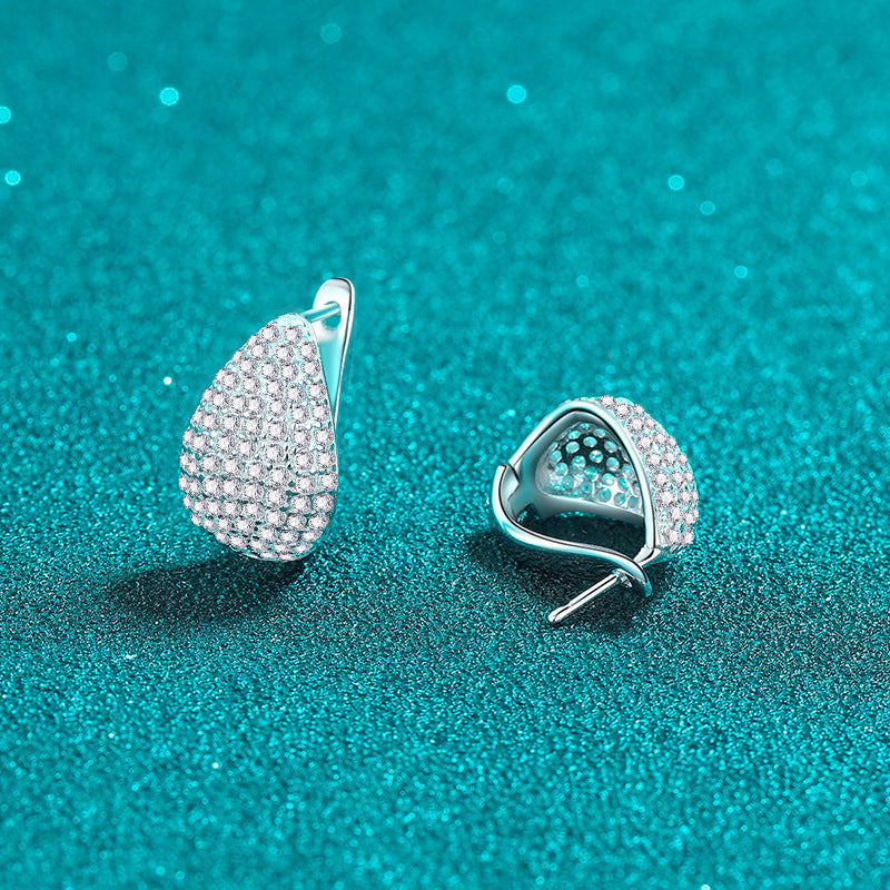S925 Sterling Silver Teardrop Moissanite Stud Earrings - 1.31CT Floral & Botanical Design