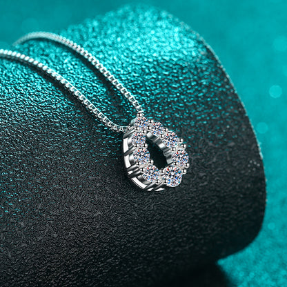 S925 Sterling Silver Teardrop Pendant Necklace - 0.62CT Moissanite Full Pavé Luxury Chain