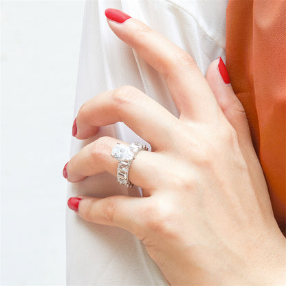 S925 Sterling Silver Teardrop Ring – Vintage-Inspired Full Pave CZ Jewelry
