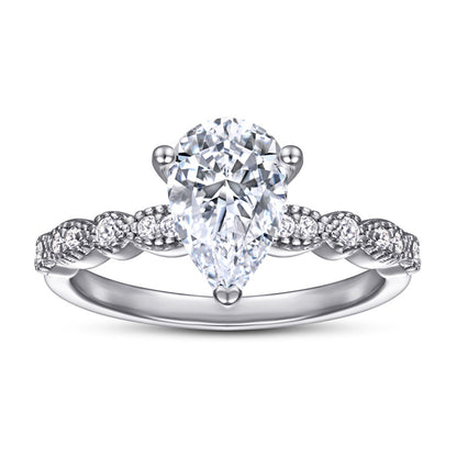 S925 Sterling Silver Teardrop Zirconia Ring - Elegant Minimalist Jewelry for Women