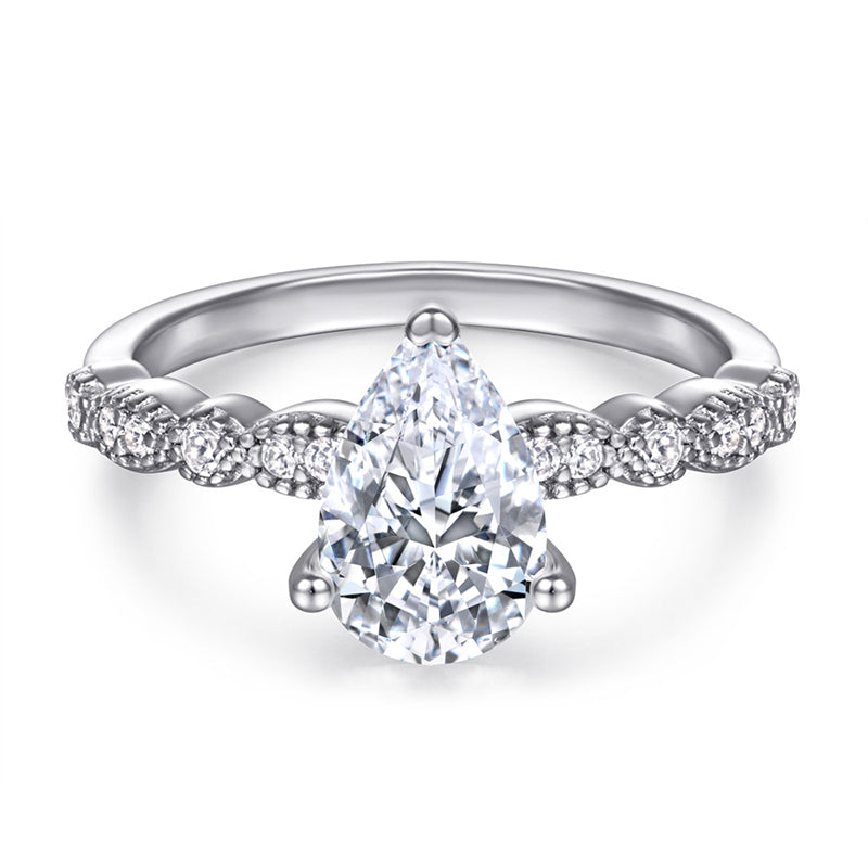 S925 Sterling Silver Teardrop Zirconia Ring - Elegant Minimalist Jewelry for Women