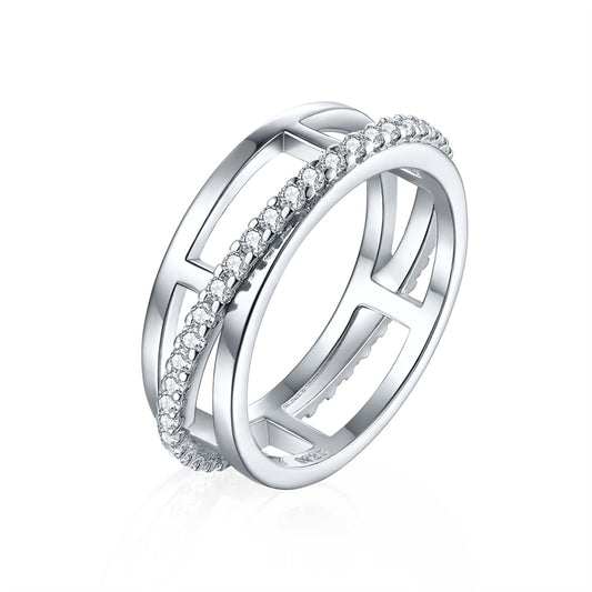 S925 Sterling Silver Triple Band Ring - Luxury Stackable Zirconia Jewelry