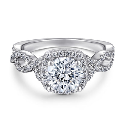 S925 Sterling Silver Twisted Heart Ring – Trendy Crossed Design with Zirconia Stones