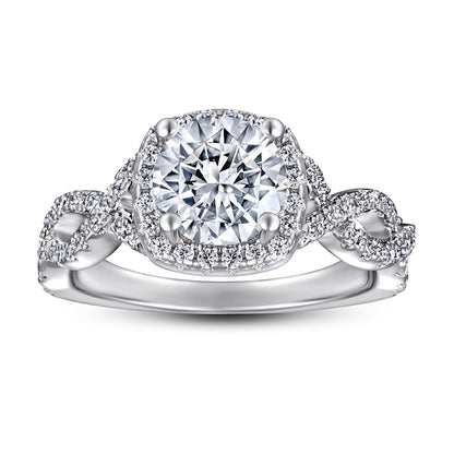 S925 Sterling Silver Twisted Heart Ring – Trendy Crossed Design with Zirconia Stones