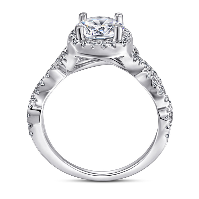 S925 Sterling Silver Twisted Heart Ring – Trendy Crossed Design with Zirconia Stones