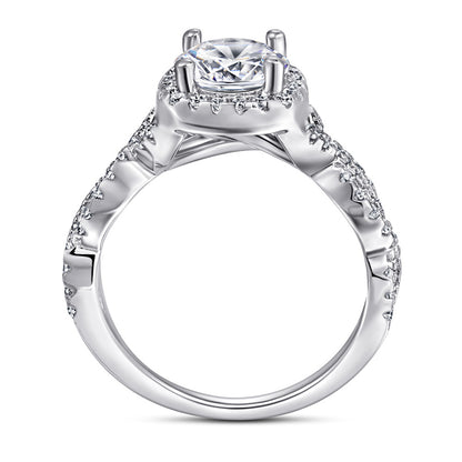 S925 Sterling Silver Twisted Heart Ring – Trendy Crossed Design with Zirconia Stones