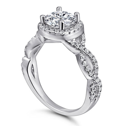 S925 Sterling Silver Twisted Heart Ring – Trendy Crossed Design with Zirconia Stones