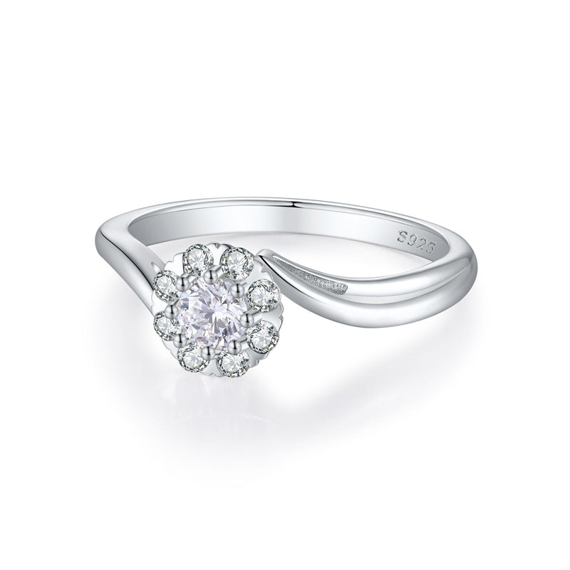 S925 Sterling Silver Twisted Vine Zirconia Ring - Floral-Inspired Bridal Jewelry