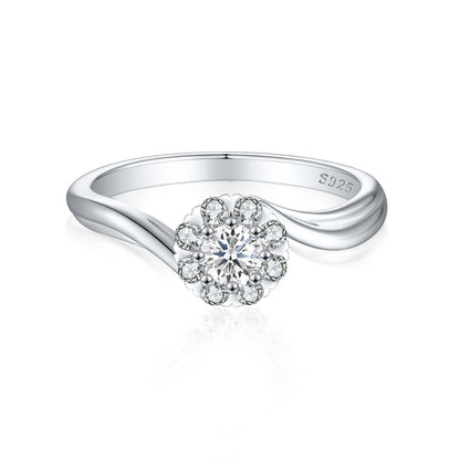 S925 Sterling Silver Twisted Vine Zirconia Ring - Floral-Inspired Bridal Jewelry