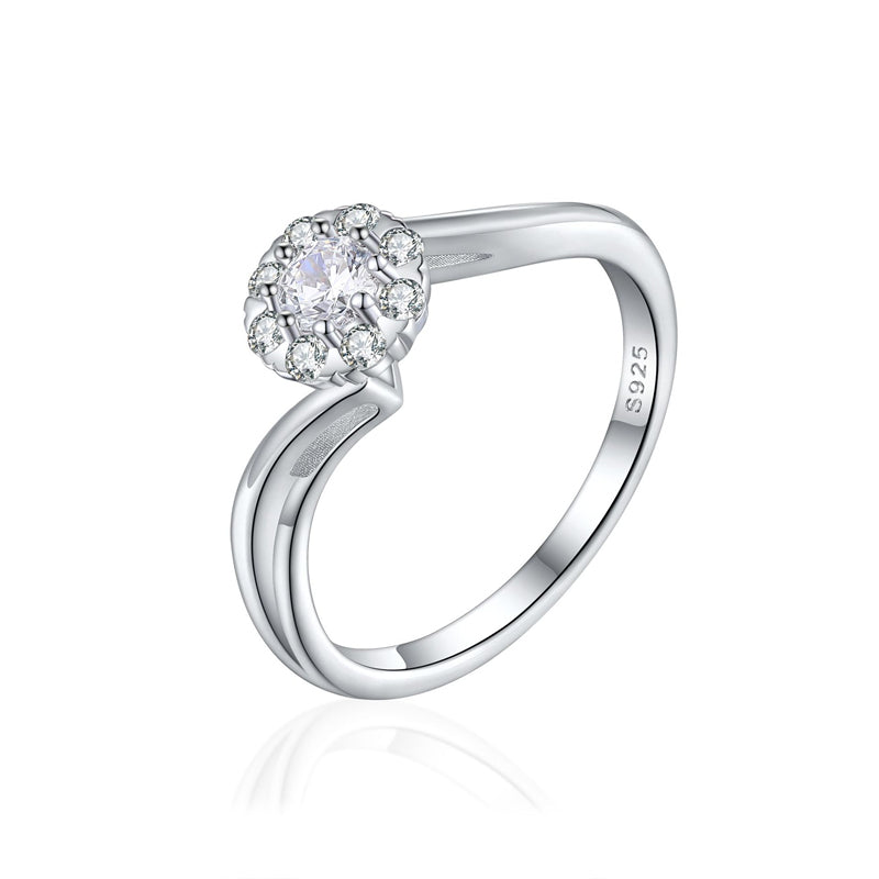 S925 Sterling Silver Twisted Vine Zirconia Ring - Floral-Inspired Bridal Jewelry