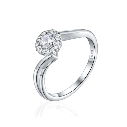 S925 Sterling Silver Twisted Vine Zirconia Ring - Floral-Inspired Bridal Jewelry