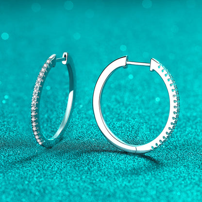 S925 Sterling Silver U-Shaped Hoop Earrings - 0.54ct Moissanite Plated with Pt950 Gold