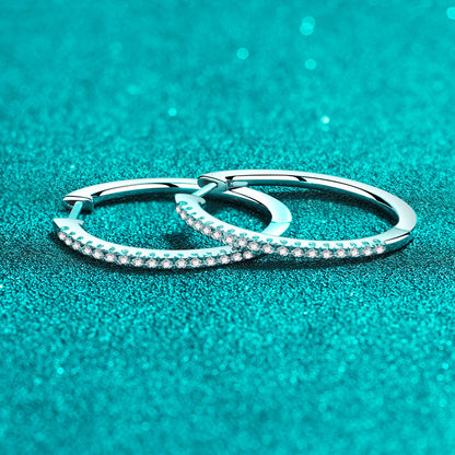 S925 Sterling Silver U-Shaped Hoop Earrings - 0.54ct Moissanite Plated with Pt950 Gold