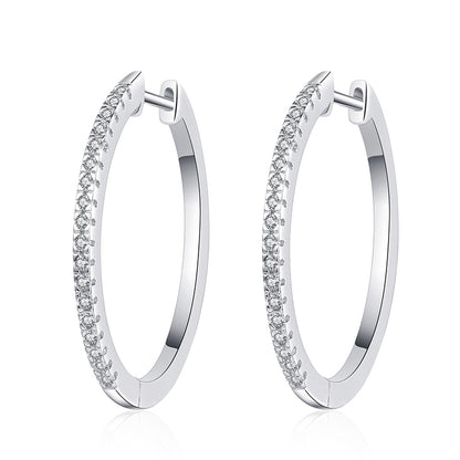 S925 Sterling Silver U-Shaped Hoop Earrings - 0.54ct Moissanite Plated with Pt950 Gold