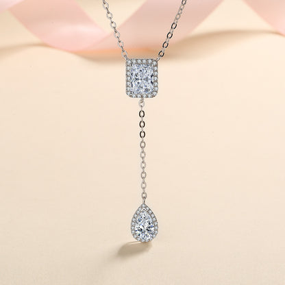 S925 Sterling Silver Unique Cut Moissanite Necklace - 3CT White/Yellow Simulated Diamond Chain