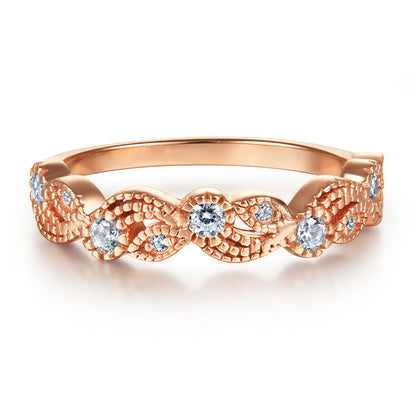 S925 Sterling Silver Vintage Floral Engagement Set - European-Inspired Wedding Jewelry