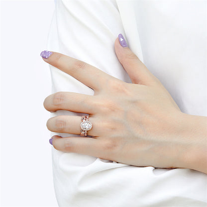 S925 Sterling Silver Vintage Floral Engagement Set - European-Inspired Wedding Jewelry