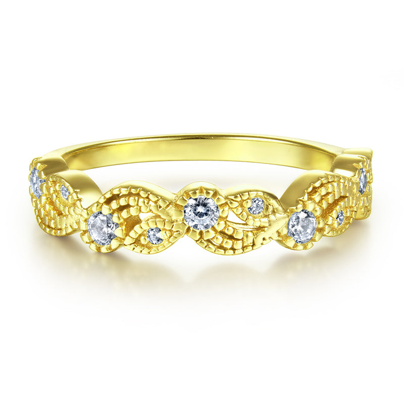 S925 Sterling Silver Vintage Floral Engagement Set - European-Inspired Wedding Jewelry