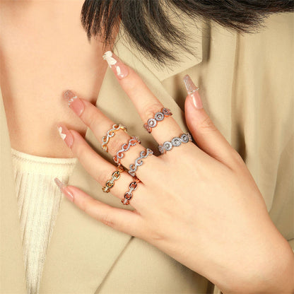 S925 Sterling Silver Vintage Full Pavé Ring - Elegant Geometric Halo Ring for Women