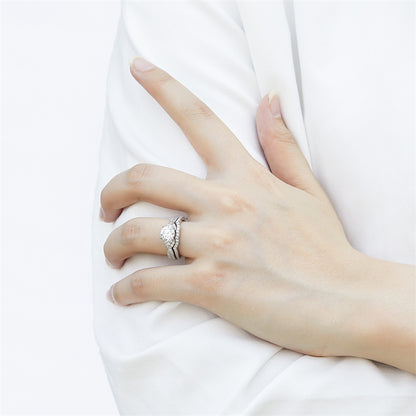 S925 Sterling Silver Vintage Wedding Ring Set - European-Inspired Bridal Jewelry