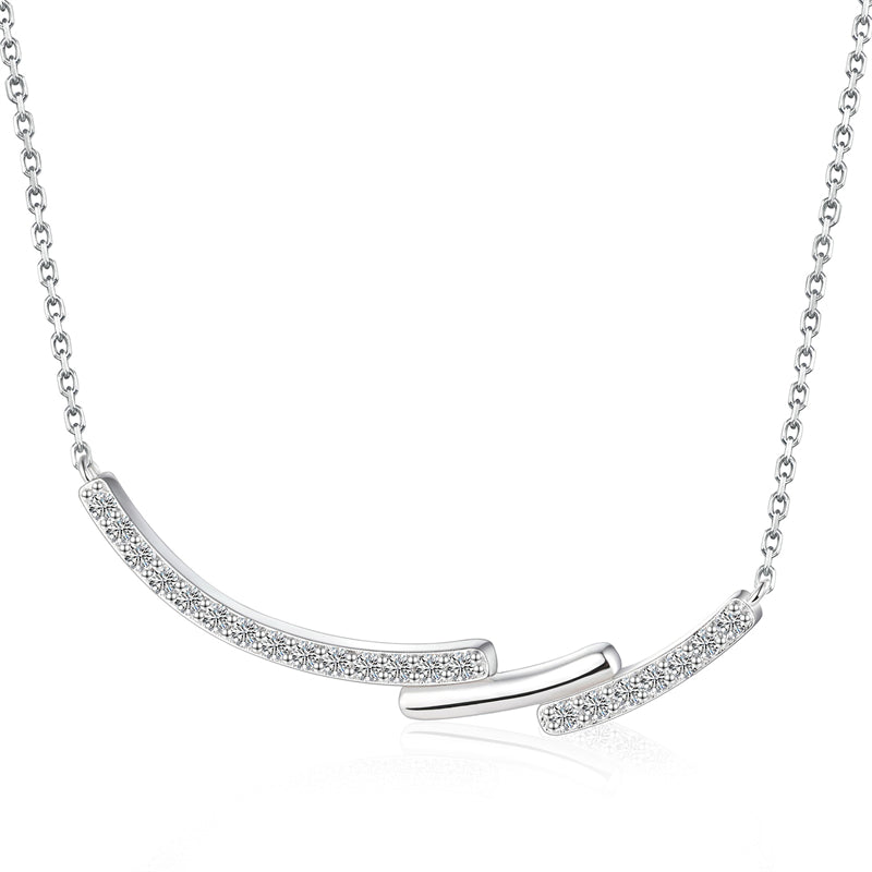 S925 Sterling Silver Wave Pendant Necklace - Minimalist Geometric Chain for Women