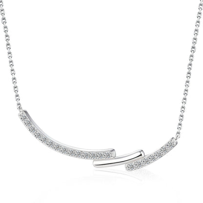 S925 Sterling Silver Wave Pendant Necklace - Minimalist Geometric Chain for Women
