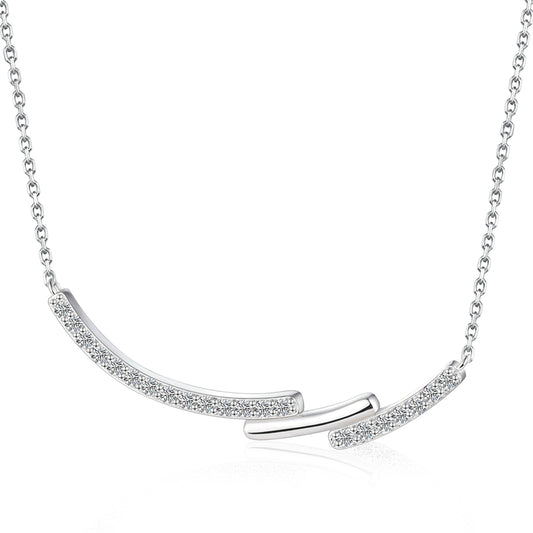 S925 Sterling Silver Wave Pendant Necklace - Minimalist Geometric Chain for Women