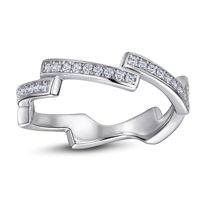 S925 Sterling Silver Wave Ring - 18K Gold Plated Minimalist Jewelry for Women